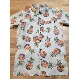 Rip Curl Pineapple Hawaiian Collared Button Up Short Sleeve Boy Small